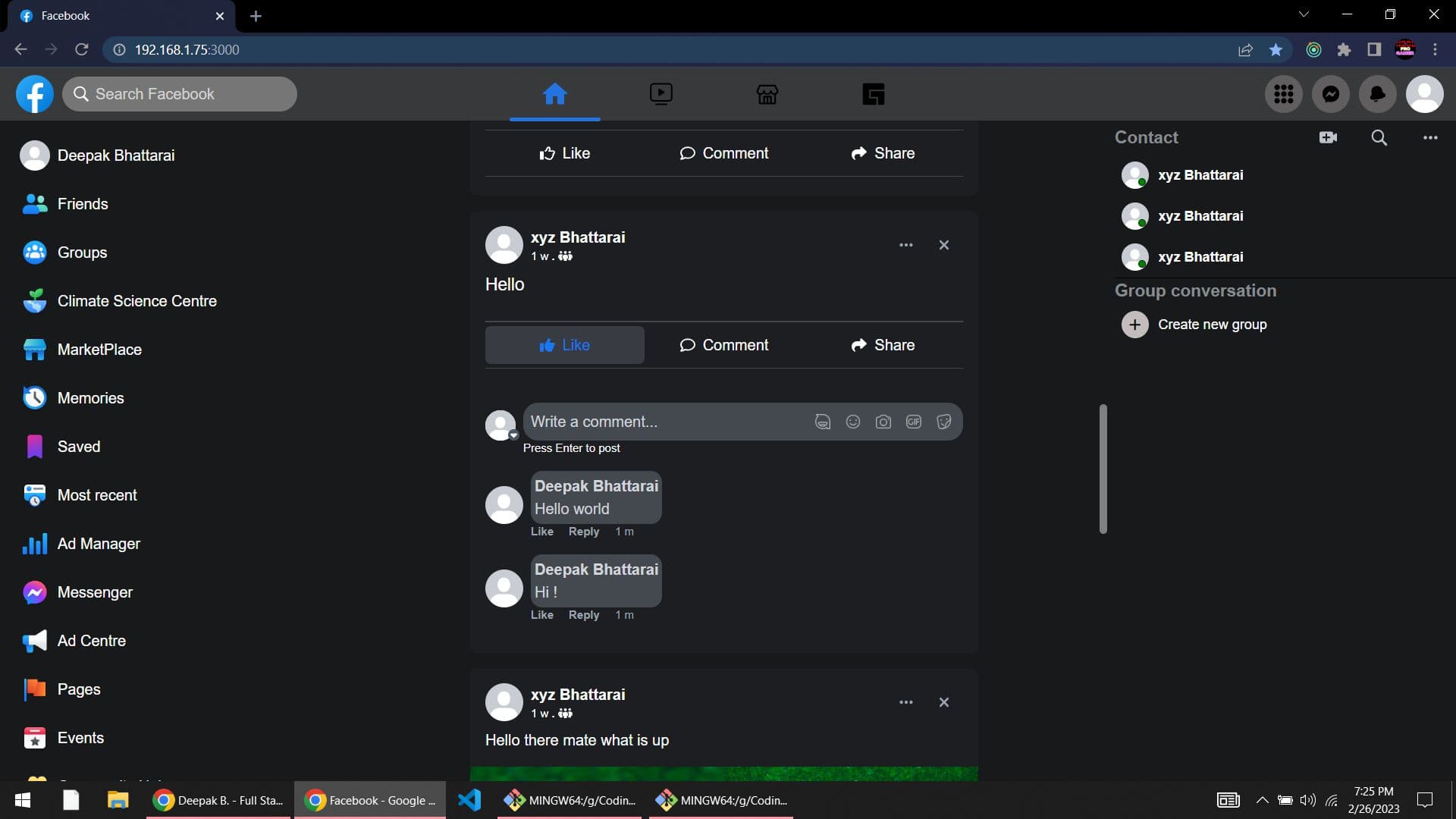 Facebook Clone demo