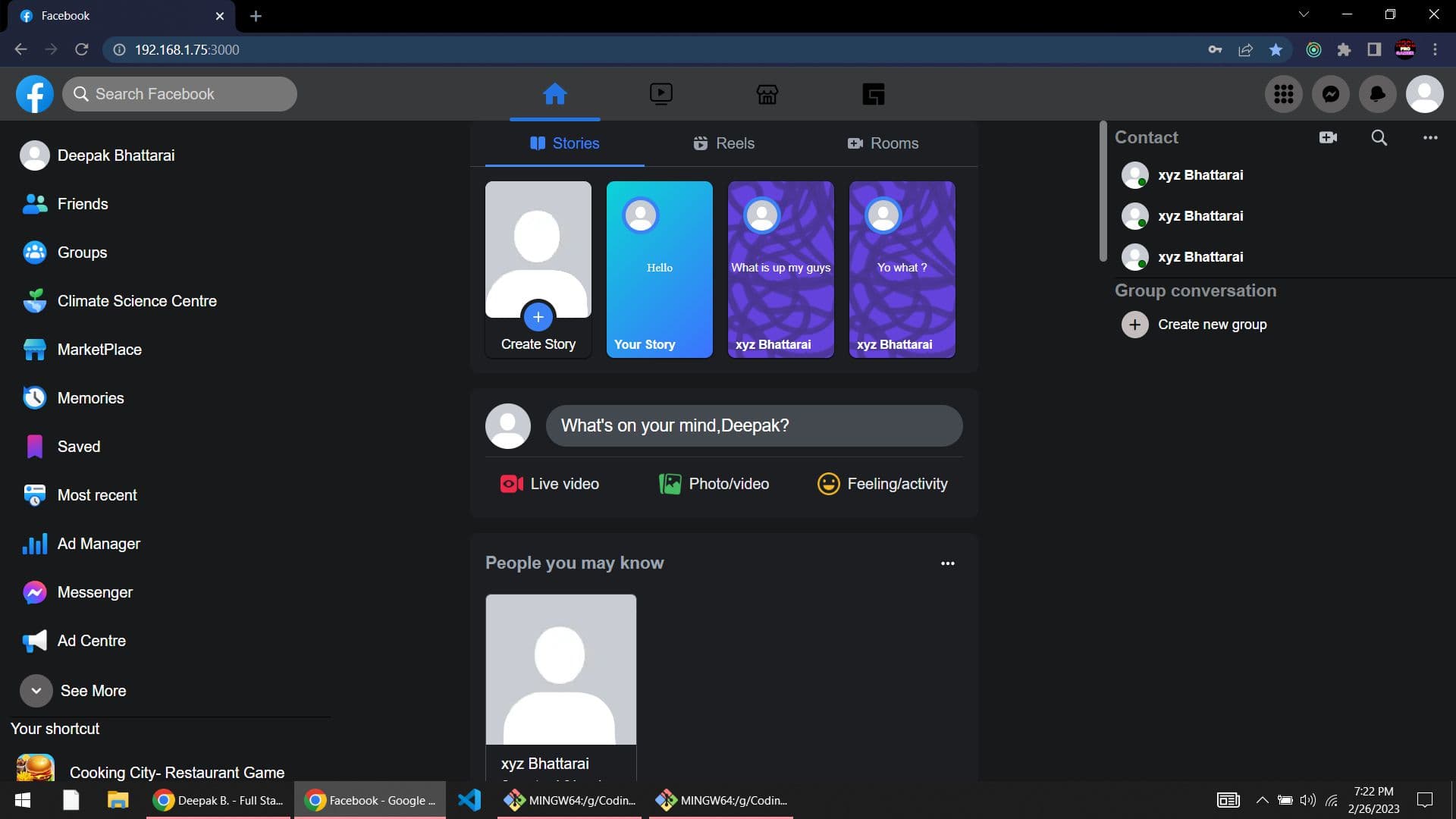 Facebook Clone demo
